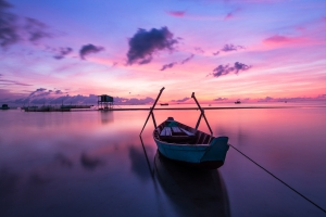 sonnenuntergang strand boot