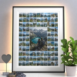 Fotocollage mit vielen Bildern als Erinnerung an Urlaub und Bergabenteuer