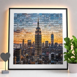 Fotomosaik mit Panoramafoto aus vielen Stadt- und Reisebildern